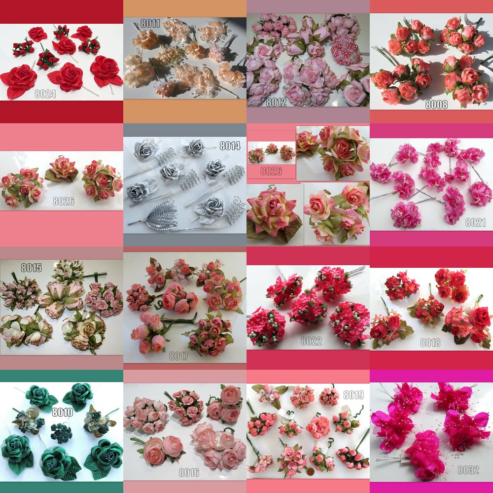 Artificial 🌺 Flowers LOT Floral Decor Wedding Crafts Pink Red Gold Silver Peach