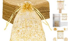 Staruby Organza Gift Bags 100Pcs Gold 1 count (Pack of 100) 5×7 INCH 100pcs