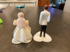 Vintage 1950s Wedding Cake Topper Bride Groom & 4 Bridesmaids