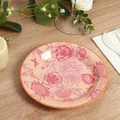 50 Dessert and Dinner Plates with GOLD Rim – Dusty Rose Spring Floral Print