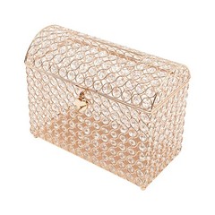 Golden Wedding Card Box For Gift Card Anniversary Money Card Box With Heart Lock
