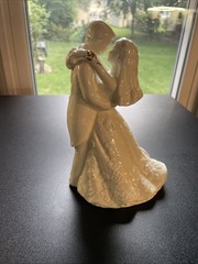 Porcelain Bride and Groom Cake Topper 7 In Cream Color Wedding Cake Topper Gift