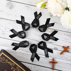 Ysleen 50 Pcs Memorial Day Black Funeral Ribbons Background and White