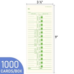 Weekly Time Cards 1-Sided, 3-1/2″ x 9″, Named Days, 1000-Count,Time Cards for…