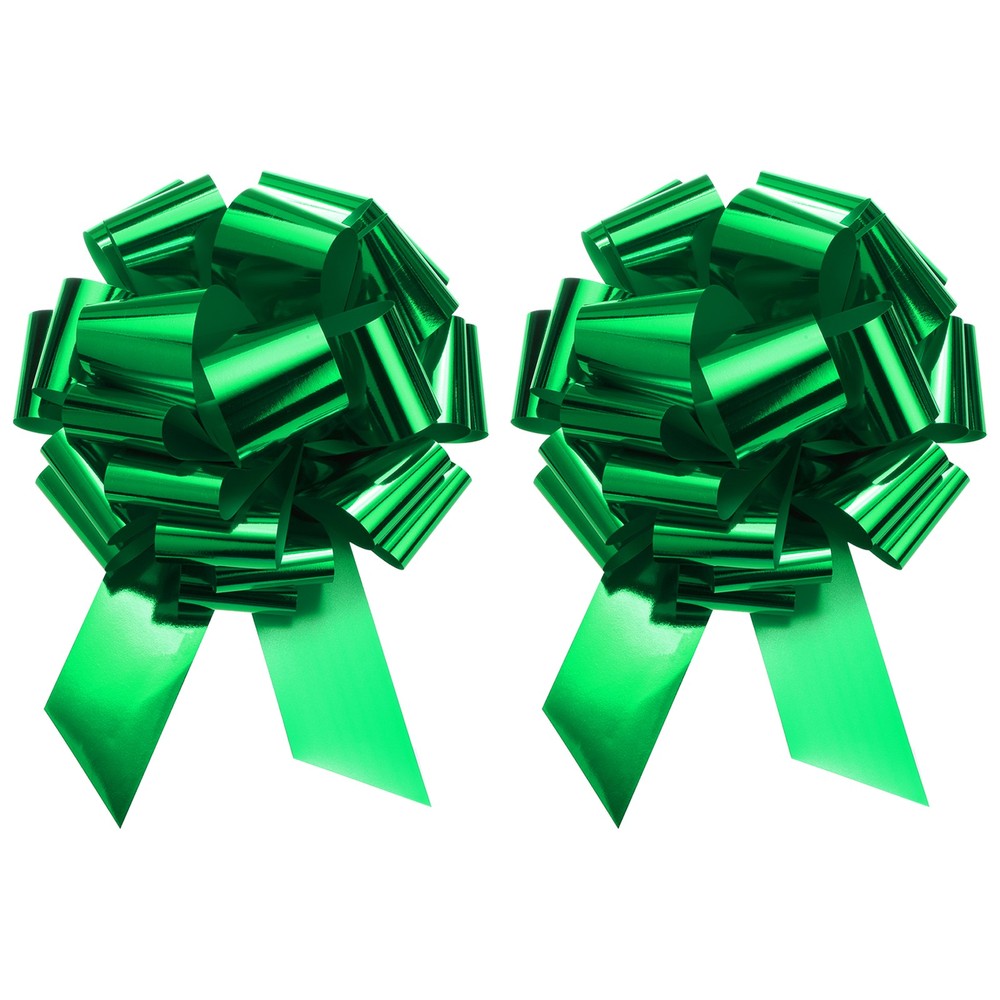 2pcs 18 Inch Extra Giant Large Pull Bow Christmas Metallic Ribbon Dark Green