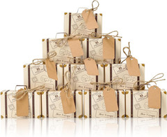 50PCS Mini Suitcase Party Favor Box, 3″x2″x1.2″ Small Gift Box with Tags for Tra