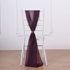 10 Eggplant Purple Premium Chiffon CHAIR SASHES Wedding Reception Decorations