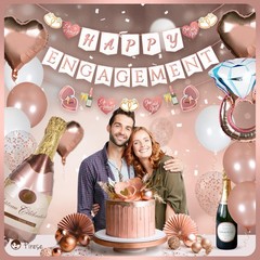 Pirese Rose Gold Happy Engagement Banner, Just Engaged