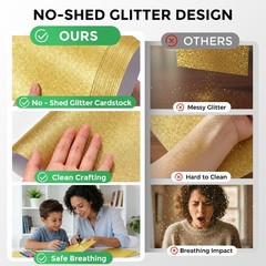 BOOKNOW 27 Sheets Gold Glitter Cardstock, 8.27″ x 11.7″ (A4 Medium,