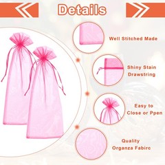 14 x 5 Inch Organza Wine Bags 40 Pcs Gift Wrap Bags for Wedding Favors Rose Red