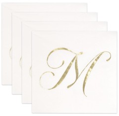100 Monogram Letter M Cocktail Napkins Gold Foil Initial Hand Towel Napkin | …