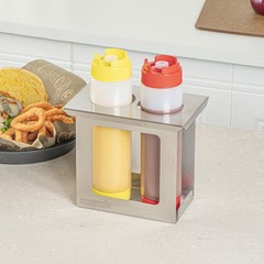 Restaurantware Stainless Steel Squeeze Bottle Holder – 1 Case – 7.01 x 4.49 x 6.