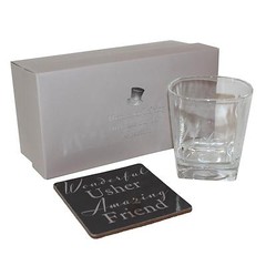 Whisky Glass & Coaster Set – Wedding Day Boxed Thank You Gift – Usher