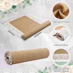 Preboun 3Ft X 50 Ft Wedding Aisle Runner Outdoor Natural Burlap Aisle Runner
