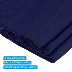 10Pcs 14″x5″ Stretch Chair Sashes Bows Chair Bands Sash with Buckle Dark Blue