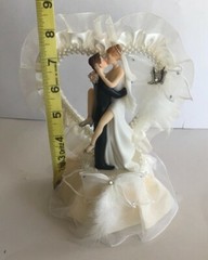 Western Honeymoon Night, Pearl, Heart Ivory and Silver Cake Top