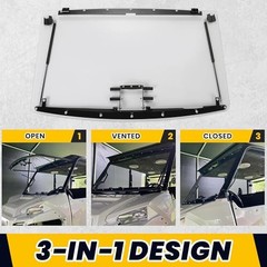 3-IN-1 Flip Windshield Compatible With 2013+ Polaris Ranger XP 900/900