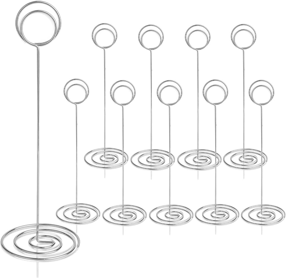 Table Number Holders 8.75 Inch Tall Silver Place Card Stands Wedding Party