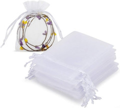 HRX Package 100Pcs White Organza Jewelry Bags Drawstring 3 X 4 Inch, Little Mesh
