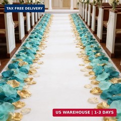 900PCS Teal Aqua Mint Gold Silk Rose Flower Petals Party Confetti Table Centerpi
