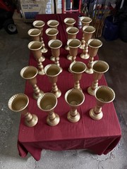 Lot of 20 Gold Trumpet Flower Vases Centerpieces Wedding Event Decor 13” Tall