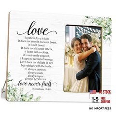 Christian Gifts Picture Frame for Couples Newlyweds, Love is Patient Wedding