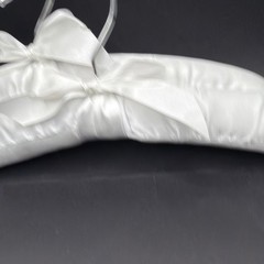 White Satin Padded Kids Hangers Set of 2 Bridal Flower Girl w Bows