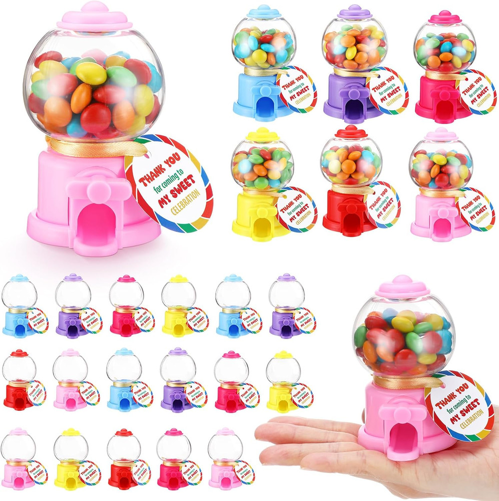 Mini Candy Dispenser Party Favors with Thank You Cards – 24 Sets