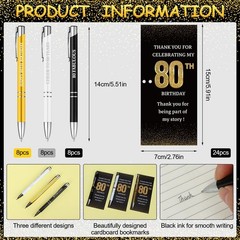 24 Set Birthday Party Favor for Guest 80th Birthday Ballpoint Pens with Thank…