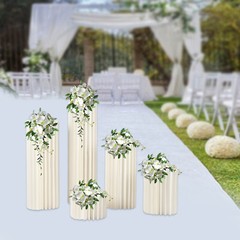 Cardboard Flowers Stand 110lbs-Load Cylinder Flower Stand 5pcs for Wedding/Party