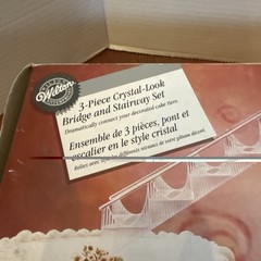 VTG Wilton 3 Piece Crystal Look Bridge & Stairway Set Wedding Cake Topper New