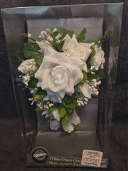Wedding Bridal Bouquet White & Green Flower Roses Bouquet Cascade Bride Marriage