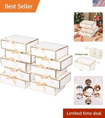 10-Pack Luxury White Gift Boxes 10.6×7.8×3.1 Inches with Gold Trim for Occasions