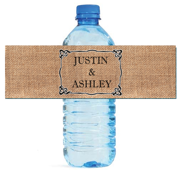 100 Burlap Names Wedding Water Bottle Labels Engagement Bridal Shower Party