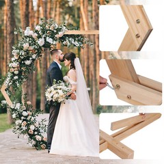 Wooden Hexagon Wedding Arch Frame Backdrop Stand Garden Arbor, Flower Rack Party