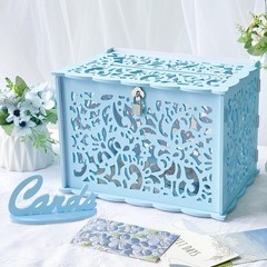 Blue Wedding Card Box for Party, PVC Gift Card Box for Wedding Decora…
