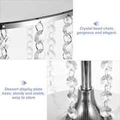 Metal Cake Stand with Crystal Pendants for Wedding Birthday Silver 10 x 6Inch