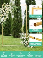 Gold Wedding Arch Backdrop Stand, 6.6 * 3.3FT Square Backdrop 6.6×3.3 FT (HxW)
