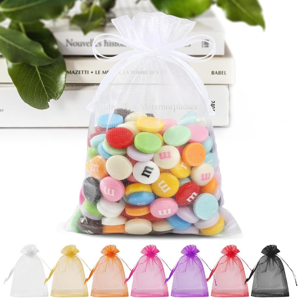 50 Pack Organza Bags 4 x 6 inch Small Bags Favor Bag Sheer Mesh Bag White Gift