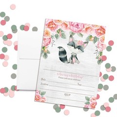 Watercolor Floral Cute Raccoon 20 Pack,