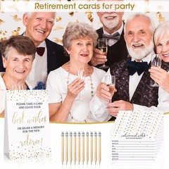 50 Pieces Gold Retirement Party Advice Cards 10 Pencils Supplies Decor