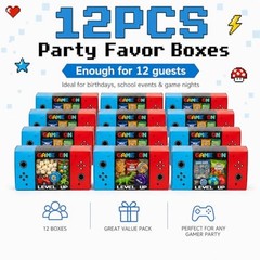 12PCS Video Game Party Favor Boxes with Clear Window | Gamer Goodie Boxes for