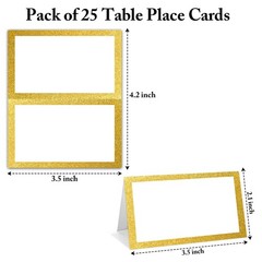 25 PCS Gold Foil Tent Place Cards Food Buffet Name Label For Table Setting