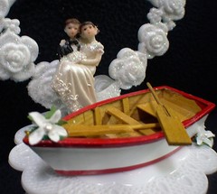Wedding Cake Topper Row boat Fishing Honeymoon Lake Groom top Shower