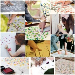 Large 23.6″ Canvas Fingerprint Tree Painting Wedding Party Guest Book w/ Ink Pad