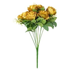 GOLD 2 Bushes 18″ ARTIFICIAL Faux Silk Rose FLOWERS Bouquet Wedding Decoration
