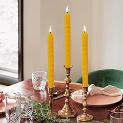 Honeycomb Flameless Taper Candles, 9.5 Inch Flickering Candles Original Yellow