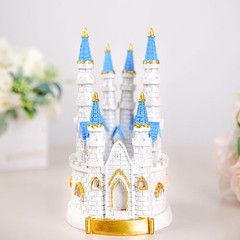 8.5″ White Blue Princess Castle Cake Topper Figurine Birthday Party Decorations