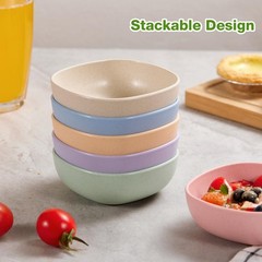 Mini Wheat Straw Dip Bowls 6 Pack 4.5 OZ Small Sauce Bowls Unbreakable Pinch Bow