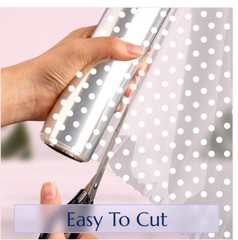 White Dot Cellophane Wrap for Hampers 100′ x 31″ with 10 Pull Bows and 2 Ribbon